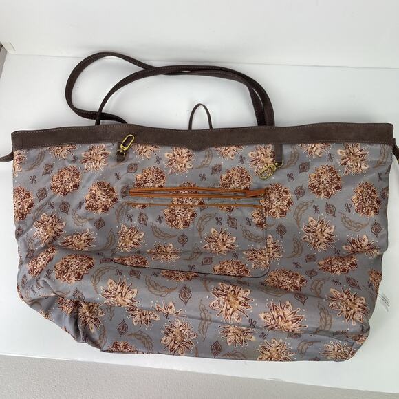 Hobo Kingston Shiny Sheen Brown Leather Tote Bag Purse Large Tassels - Picture 15 of 16